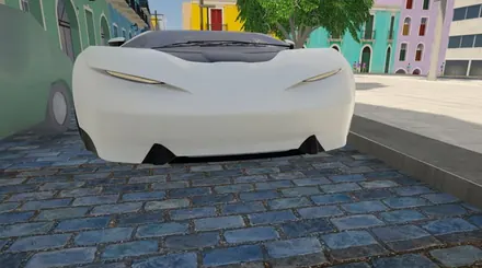 The Guagua-E, a white electric car